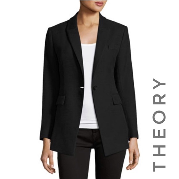Theory Etiennette Item Canvas Sport Jacket Black Size 10 - Picture 1 of 8